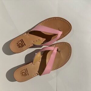 NWOT Handmade Italian Artigianato Rallo Pink Leather Sandals size 39/ 8.5